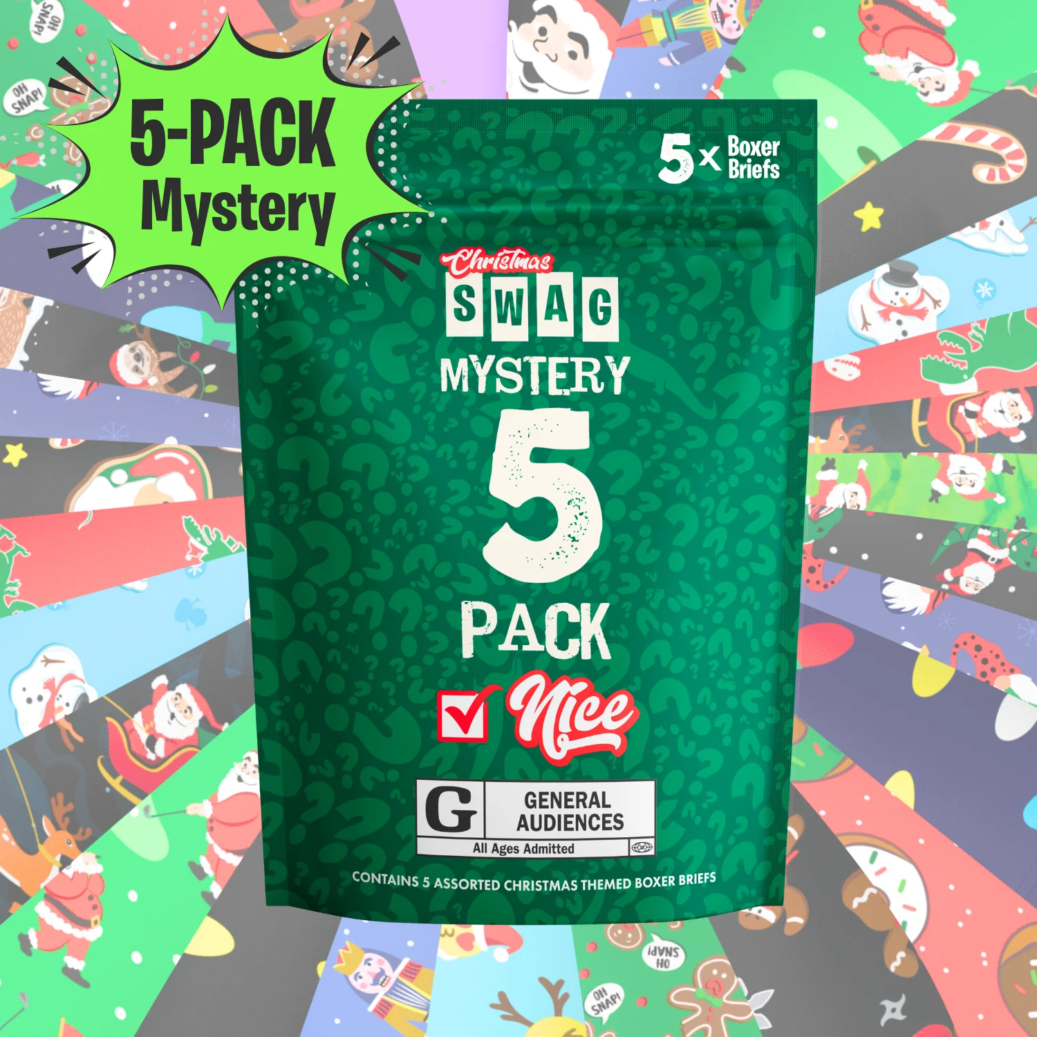 SWAG Nice Christmas Mystery Boxer Brief 5-Pack